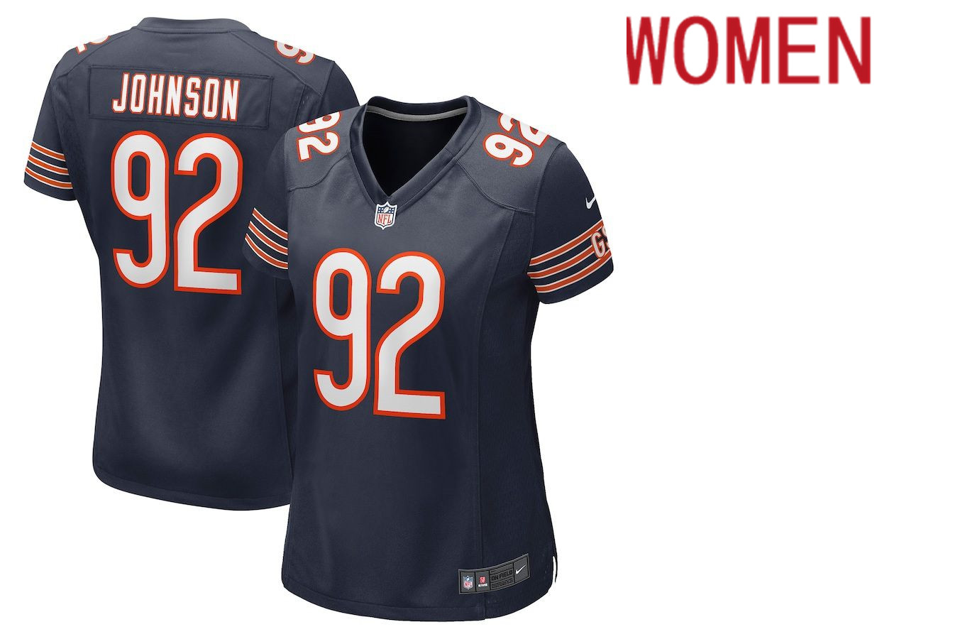 Women Chicago Bears #92 Caleb Johnson Nike Navy Game NFL Jersey->women nfl jersey->Women Jersey